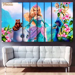 Casperme Blue & Pink 6 Pieces Wooden Kids Cartoon Characters Wall Paintings-image-44