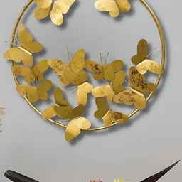 RSN Gold Toned Textured Metal Butterfly Wall Hanging-image-19