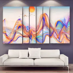 Casperme Orange & Blue 6 Pieces Abstract Wooden Painting Wall Arts-image-25