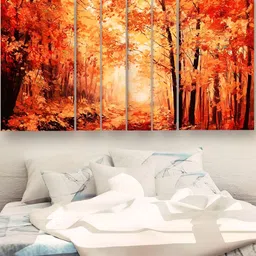 Casperme Orange & Yellow 6 Pieces Wooden Modern Painting Wall Arts-image-29