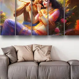 Casperme Pink & Blue 5 Pieces Wooden Framed Religious Wall Art-image-3