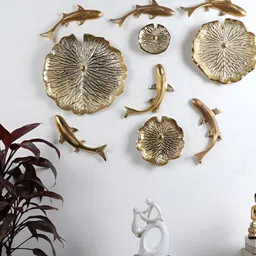 Amaya Decors Gold toned 10 Pieces Metal Wall Hangings-picture-32
