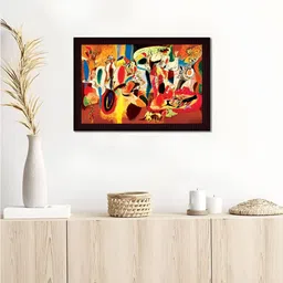 Tamatina Red & Yellow The Liver is the Cocks Printed Wooden Texture Framed Wall Art-picture-10