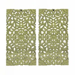 VAS collection home Green 2 Pieces Textured Wooden Wall Decor Plate-image-65