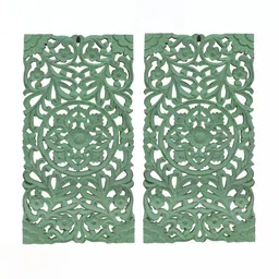 VAS collection home Green 2 Pieces Textured Wooden Wall Decor-image-40