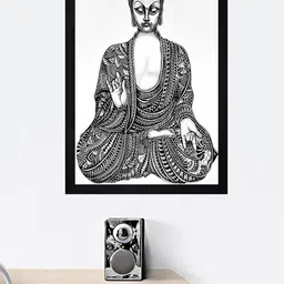 Gallery99 Black & White Buddha Texture Paper Framed Wall Hanging image 4