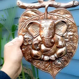 apka mart Copper Toned Textured Metal Ganesh Wall Hanging Decor image 4