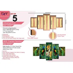 SAF Set of 5 Multicoloured Radha Krishna Spiritual Wall Decor image 3