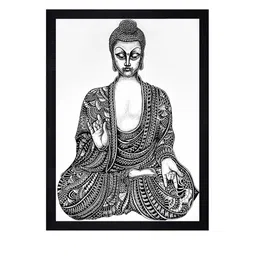 Gallery99 Black & White Buddha Texture Paper Framed Wall Hanging image 5