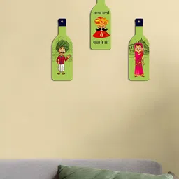 SEHAZ ARTWORKS 3-Pcs Green & Red Printed Living Room Decor Wall Hangings image 4