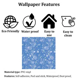 Jaamso Royals White & Blue Sparkling Star Design Self Adhesive & Waterproof Wallpaper image 5
