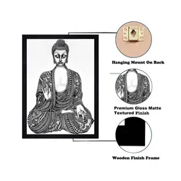 Gallery99 Black & White Buddha Texture Paper Framed Wall Hanging image 2