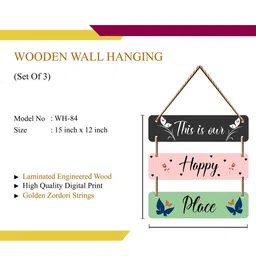 SAF Black & Pink Homely Quote Printed 3-Layered Wooden Wall Decor image 4