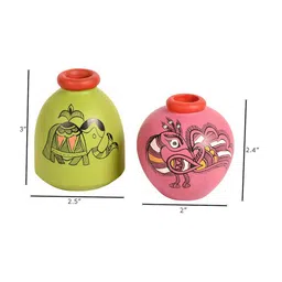 AAKRITI ART CREATIONS Set of 2 Brown Wood Basic Wall Shelves with 2 Pots image 5