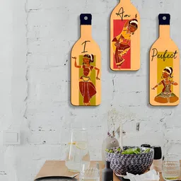 SEHAZ ARTWORKS 3-Pcs Green & Yellow Printed Living Room Decor Wall Hangings image 3