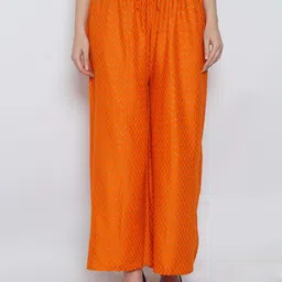 Jinfo Women Orange Floral Printed Palazzos-picture-19