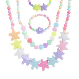 Yellow Chimes Set Of 2 Pink & Blue Beaded Heart & Star Jewellery Set image 3