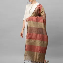 Indo Era Red & Golden Woven Design Dupatta image 5