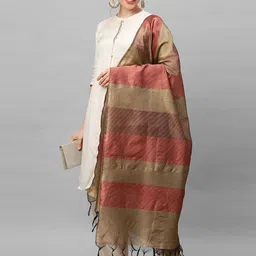 Indo Era Red & Golden Woven Design Dupatta image 3