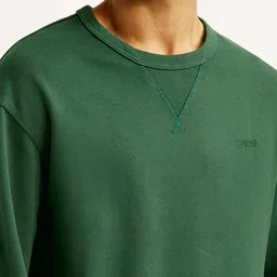 levi's Men's Overdyed Solid Green Crew Neck Sweatshirt image 3