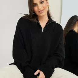 Styli Oversized Chunky Knit Half Zip Pullover image 4