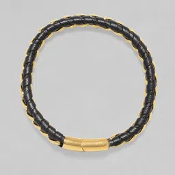 The Roadster Lifestyle Co. Men Black Leather Wraparound Bracelet image 5