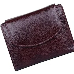 leatherstile Genuine Leather 9 Cards Slots RFID Protection | 1 ID Slots | Women Purse with Button Closure (Brown) image 1