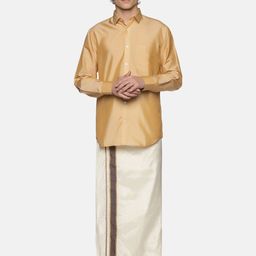 Sethukrishna Men Cream-Coloured Solid Dhoti-picture-44
