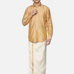Sethukrishna Men Cream Solid Double Layer Readymade Veshti With Pocket-picture-29
