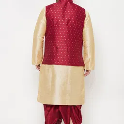 VASTRAMAY Men Gold-Toned Kurti with Dhoti Pants image 4