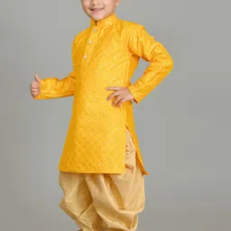 Cae Boys Embroidered Regular Sequinned Dupion Silk Kurta with Dhoti Pants image 3