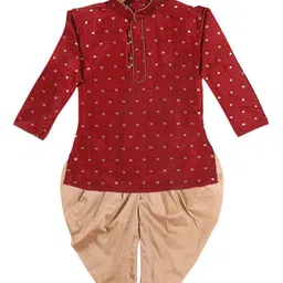 VASTRAMAY Boys Maroon Ethnic Motifs Kurti with Dhoti Pants image 5