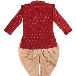 VASTRAMAY Boys Maroon Ethnic Motifs Kurti with Dhoti Pants image 3