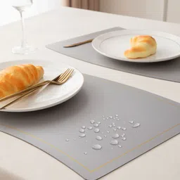 HOKIPO Grey 6 Pieces Waterproof Rectangle Table Placemats image 5