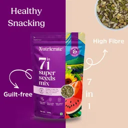 Nutricrate 7 in 1 Super Seed Mix for Eating (250g) Protein Rich Healthy Diet Snack for Weight Management | 7 in 1 Mixed Roasted Seeds- Chia, Pumpkin, Watermelon, Flax, Sesame, Sunflower Seed and Soy Nuts image 3