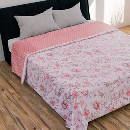 CURIOUS LIFESTYLE White & Pink Printed Summer 150 GSM Double Cotton Bed Dohar-image-44