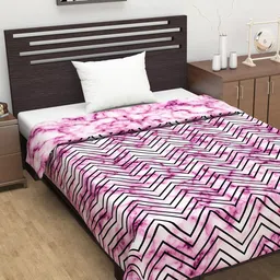 Divine Casa Pink & White Abstract AC Room 110 GSM Single Bed Dohar image 2