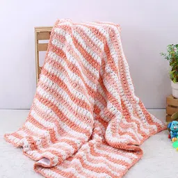 Magic Needles Kids Peach-Coloured & White Self Design 1000 GSM AC Room Single Bed Pram-picture-34