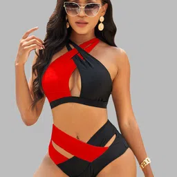 FIMBUL Halter Neck Colourblocked Baby Doll-image-85