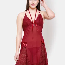 FashionRack Self Design Halter Neck Baby Doll-image-8