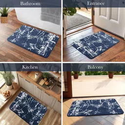Kuber Industries Navy Blue & White Printed Doormat image 2