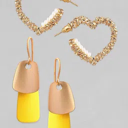 TOKYO TALKIES X rubans FASHION ACCESSORIES Gold-Toned Heart Shaped Drop Earrings image 3