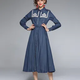 JC Collection Blue Denim Shirt Midi Dress-picture-18