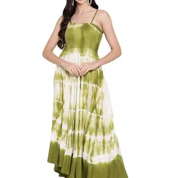 Aawari Green & White Tie and Dye Dyed Maxi Dress-picture-42