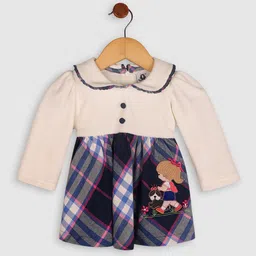 BAESD Kids-Girls Checked Cotton Peter Pan Collar Fit & Flare Dress-picture-36