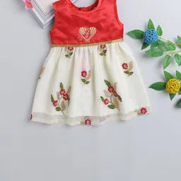 MANY FROCKS & Girls Floral Print Round Neck Sleeveless Fit & Flare Ethnic Dress-picture-23
