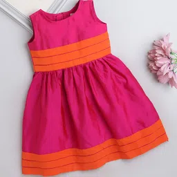 The Magic Wand Girls Round Neck Bow Fit & Flare Dress-image-39