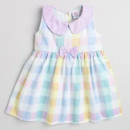 mama & bebe Infant Checked Peter Pan Collar Fit & Flare Dress-picture-34