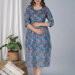 BAESD Ethnic Motifs Print Maternity Fit & Flare Ethnic Dress-picture-58