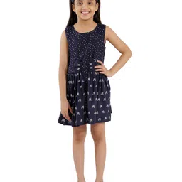 Kids Cave Girls Conversational Print Fit & Flare Dress-picture-49